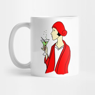 Art Deco Woman in Red Hat Mug